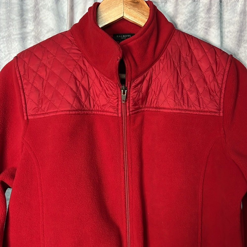 Talbots Red Zip Front Fleece Jacket - LP - Picture 8 of 11